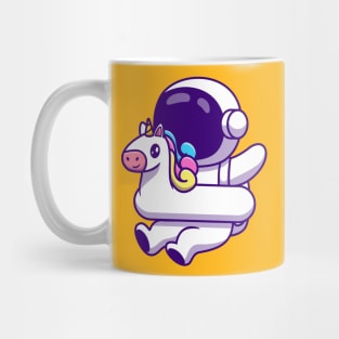 Cute Astronaut Wearing Unicorn Swimming Tires Mug